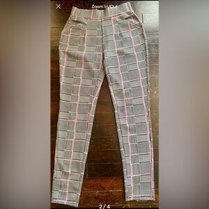 Pink Black & White Plaid Stretch Trousers